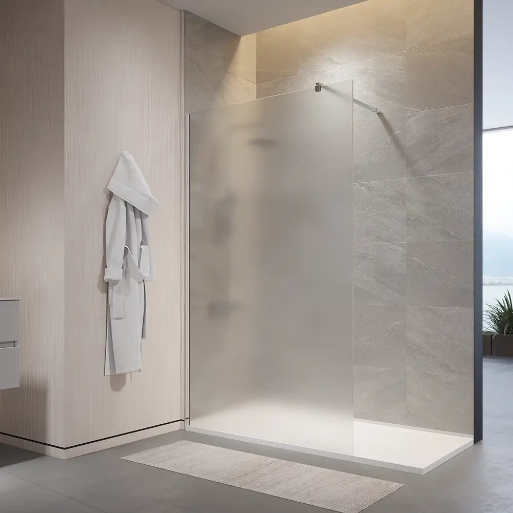 Doccia walk-in 140cm vetro temperato anticalcare 10mm opaco profili cromati | Naxos