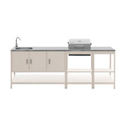 Cucina da esterno, 3 moduli e barbecue a carbone, beige