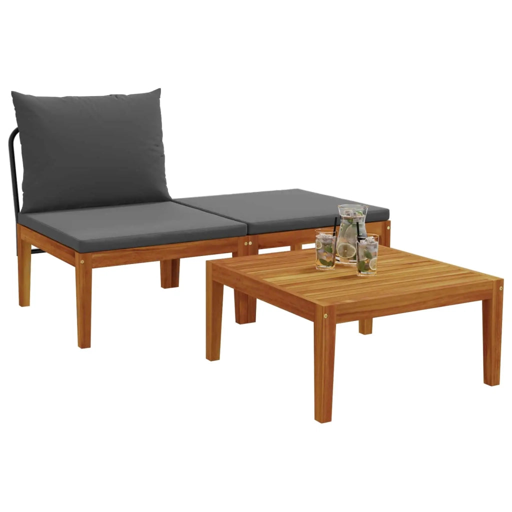 3 pcs Set di relax Legno di Acacia Massello Naturale 42022073