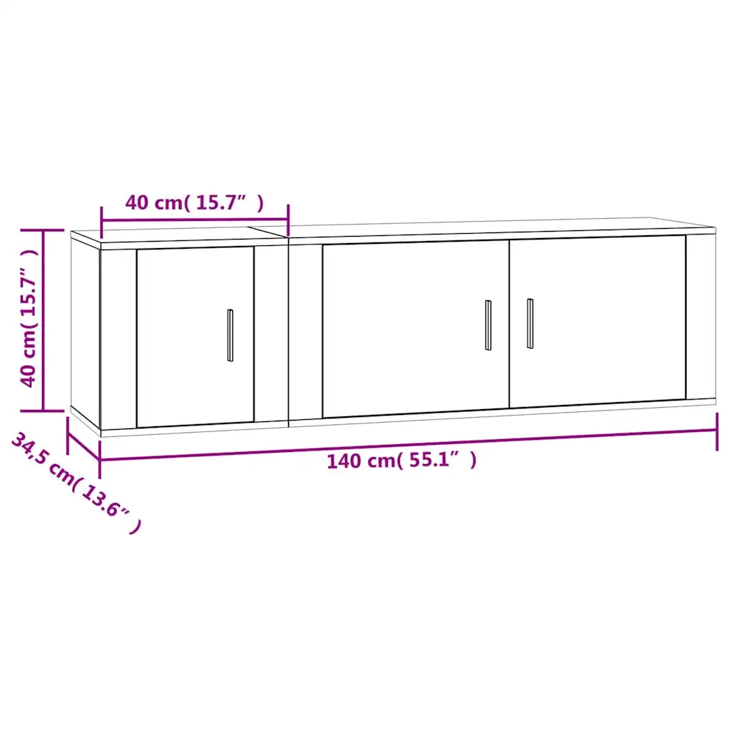 Set di Mobili Porta TV 2 pz Grigio Cemento in Legno Multistrato 3188426