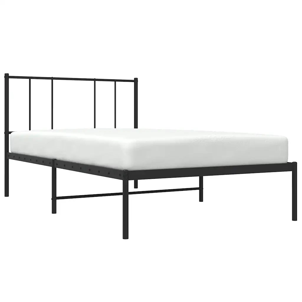 Giroletto con Testiera-Struttura Letto con testiera in Metallo Nero 100x190 cm 373106