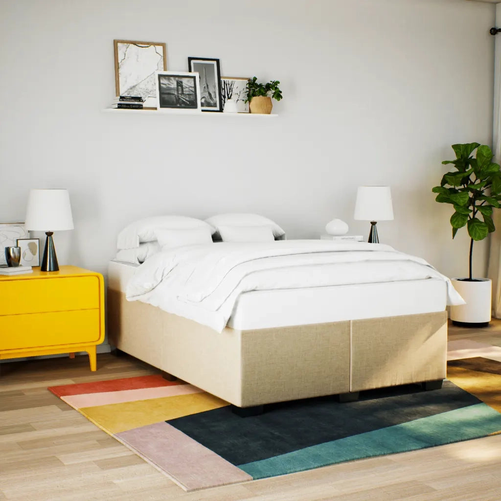 Giroletto a Molle con Materasso Crema 140x200 cm in Tessuto 3285142