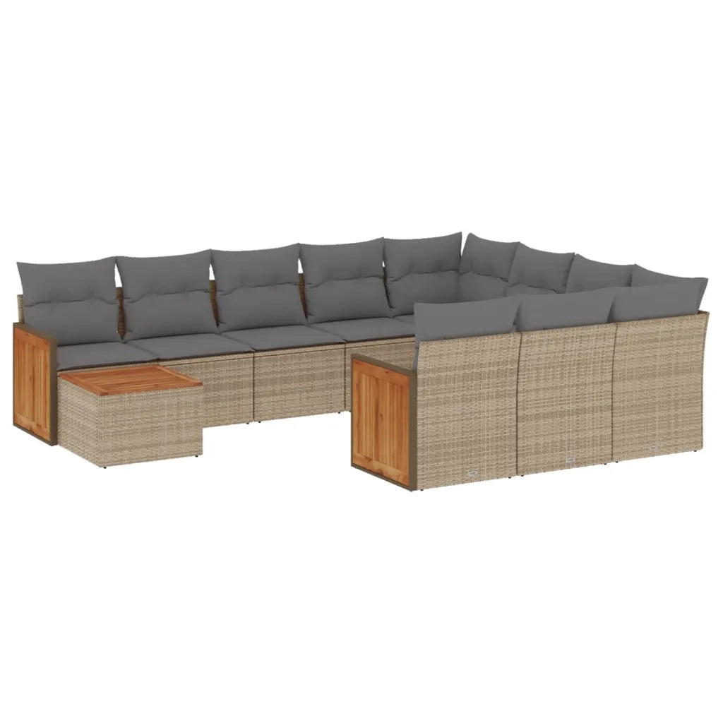 Set Divani da Giardino 11 pz con Cuscini Beige in Polyrattan 3260449