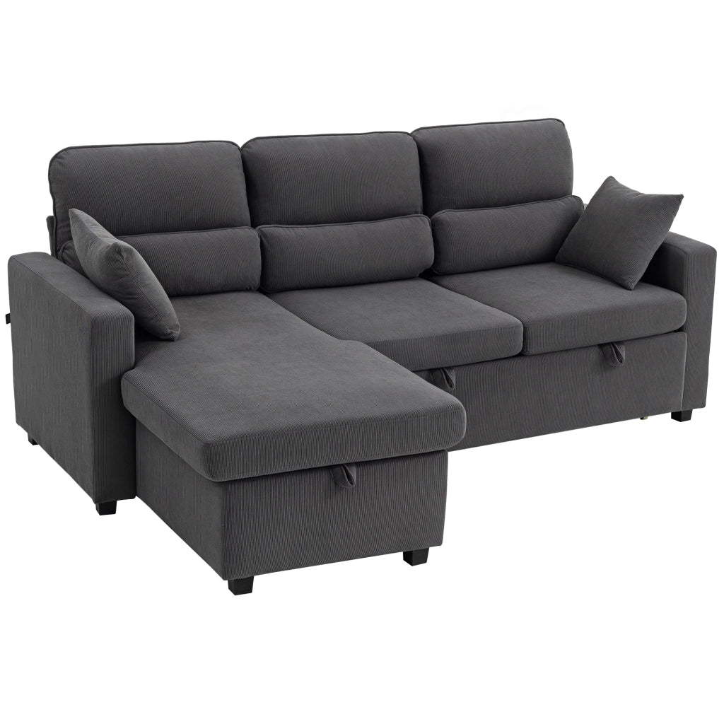 Divano letto ad L con contenitore e cuscini ¨C Xylo ¨C Grigio scuro