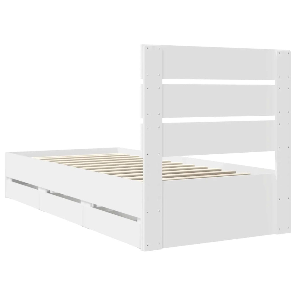 Letto singolo | Letto per adulti | Struttura del letto Bianco 100 x 200 cm Legno Ingegnerizzato