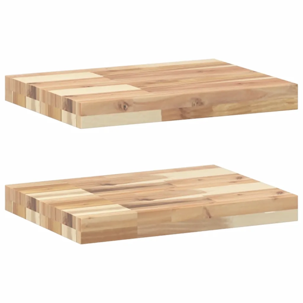 2 pz Mensole da Parete | Scaffali a Parete | Ripiano a parete 60x30x4 cm Legno Acacia Non Trattato