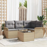 Set Divano da Giardino con cuscino 5 pcs Beige polyrattan