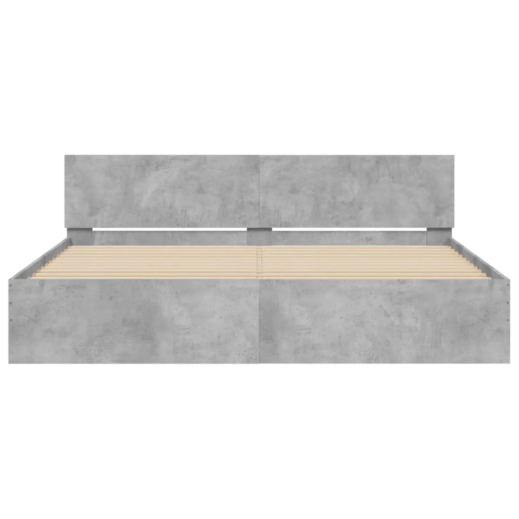 Letto matrimoniale | Letto per adulti | Giroletto con Testiera Grigio Cemento 180x200 cm