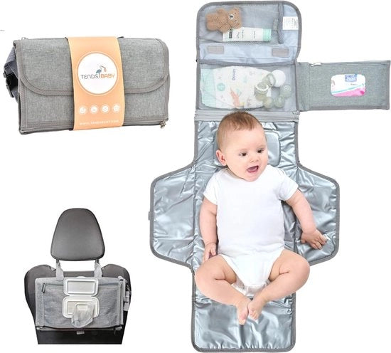 Ampio aankleedkussen XL - aankleedmat opvouwbaar e idonea per acquisti di compleanno per neonati - L'aankleedmat è una borsa ripiegabile con 6 tasche come contenitore per articoli da toeletta per neonati