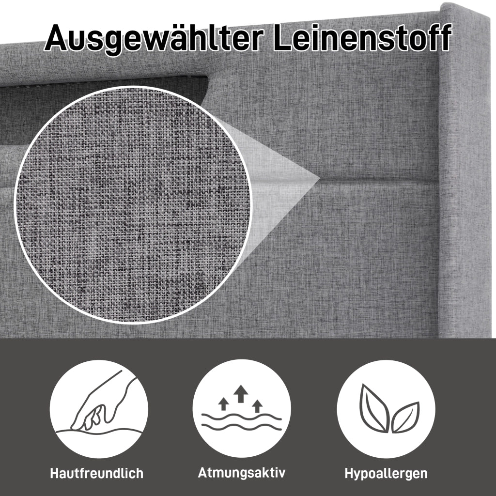 letto imbottito lino grigio 140 x 200 cm