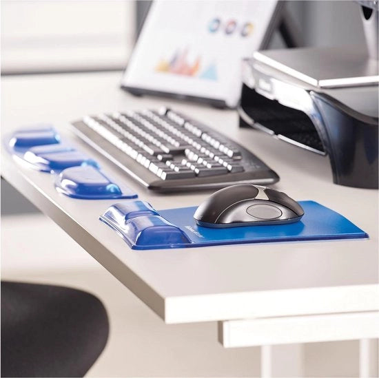 Sostegno per polso Health-V Crystals blu per comfort del tastiere.