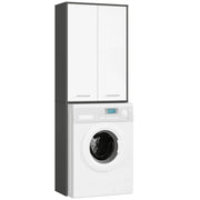 Colonna da bagno AKORD FIN per incasso di una lavatrice Grigia Grafite 64 cm 2 ante inserto frontale Bianco 64x30x180 cm