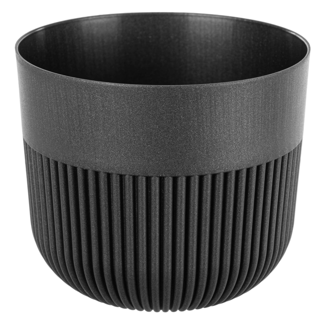 Vaso da fiori KADAX, Coprivaso, 15 cm, Plastica, Rotondo, A coste, Grafite