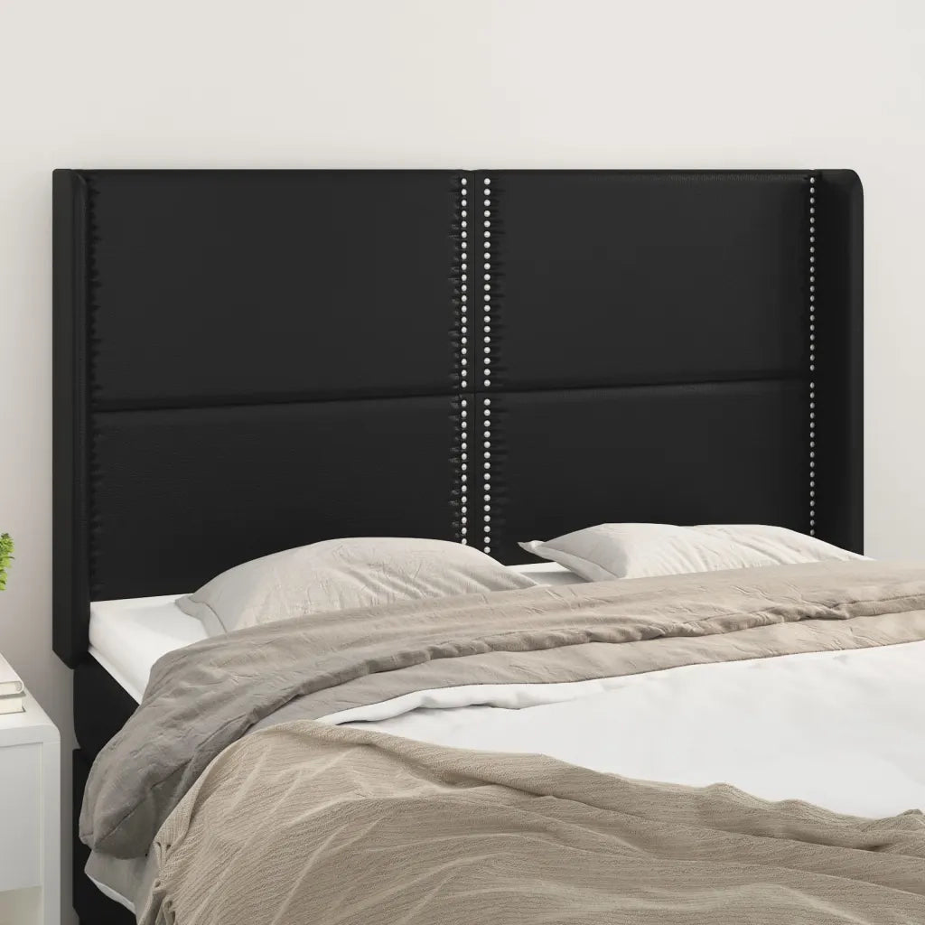 Testiera | Testata ad Orecchio Nera 147x16x118/128 cm in Similpelle