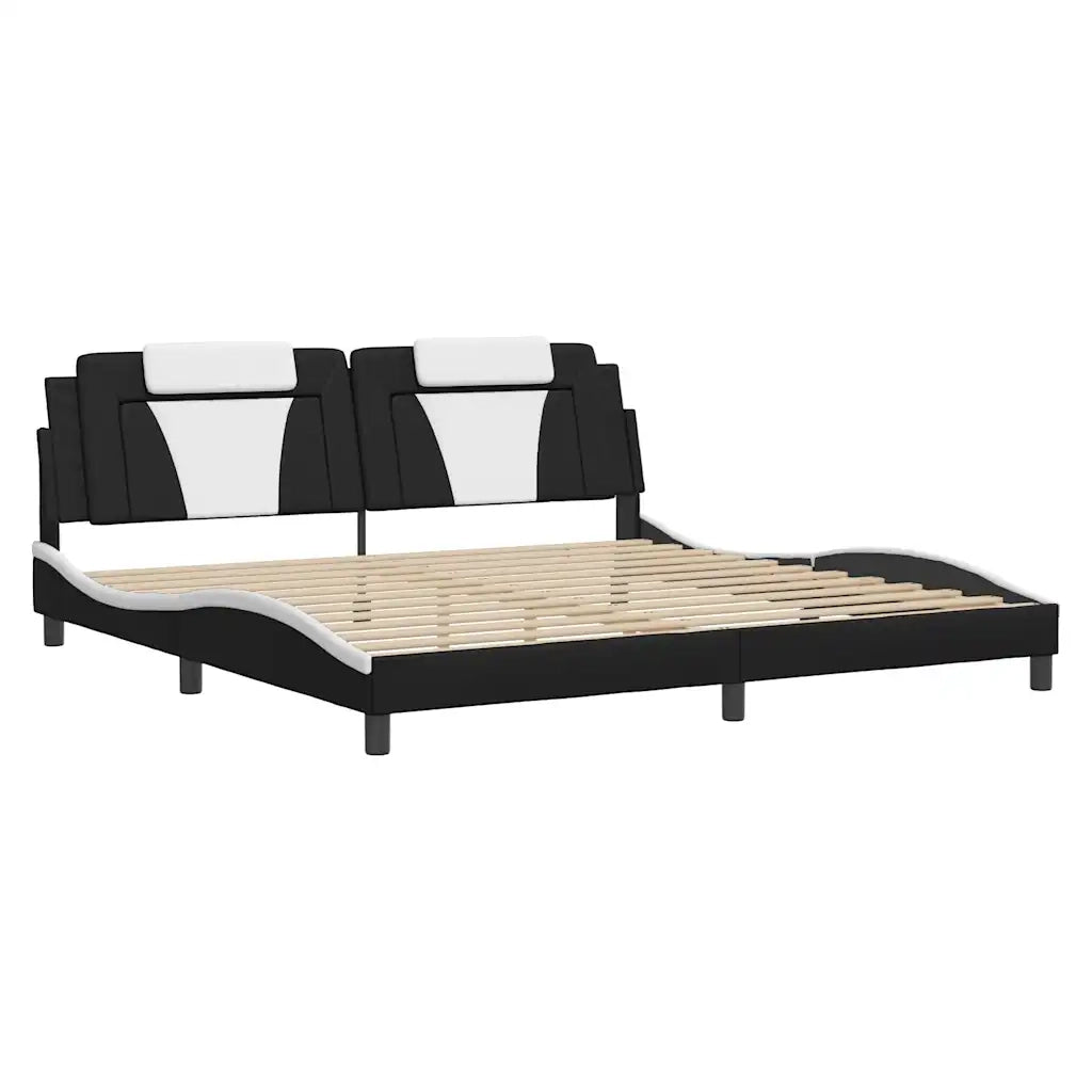 Giroletto Viana senza Materasso-Struttura Letto Bianco e Nero 200x200 cm in Similpelle