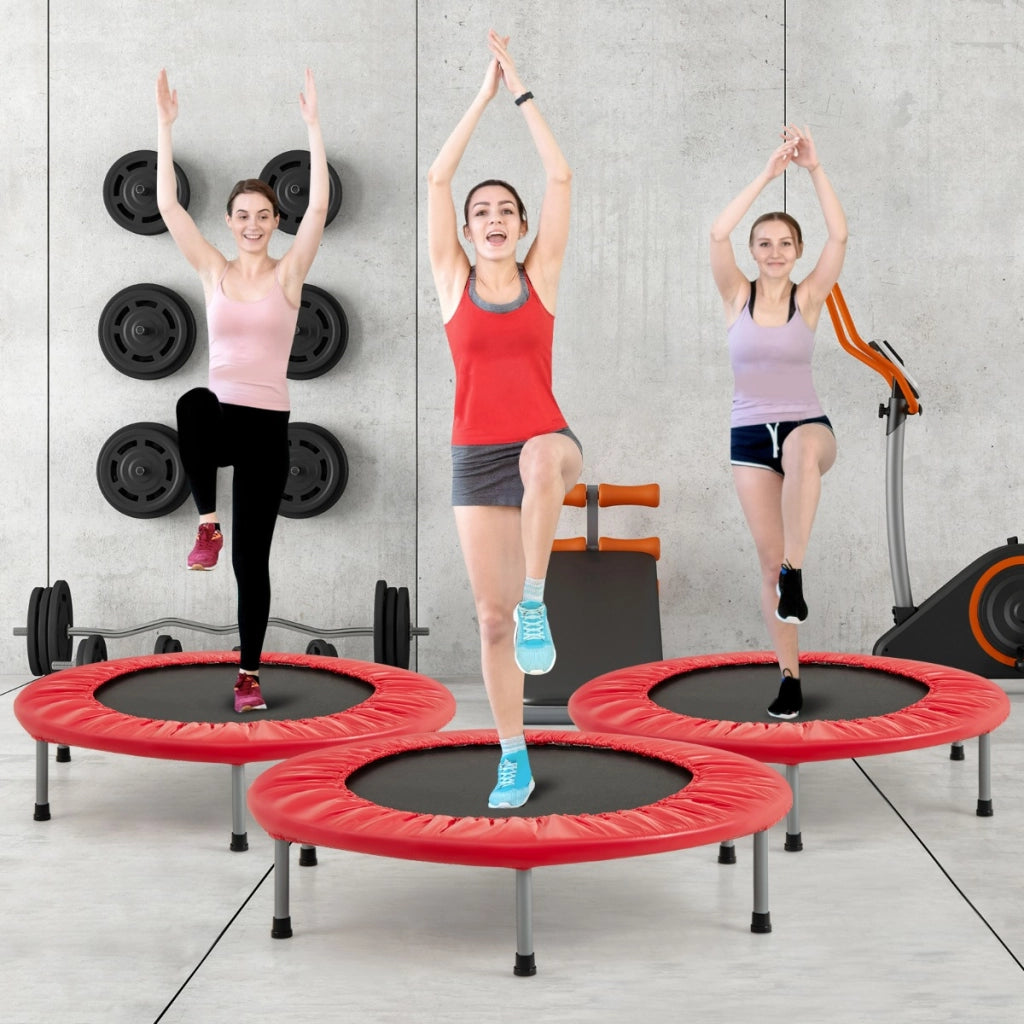 Trampolino pieghevole per bambini con carico massimo 150kg, Mini trampolino portatile per interno Rosso