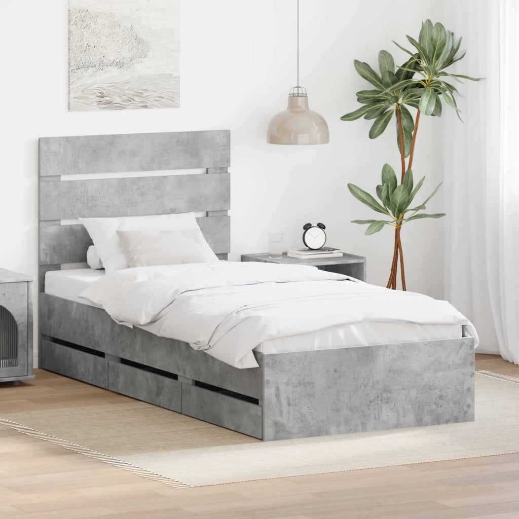 Struttura del letto con cassetto Grigio cemento 90 x 200 cm 3411860