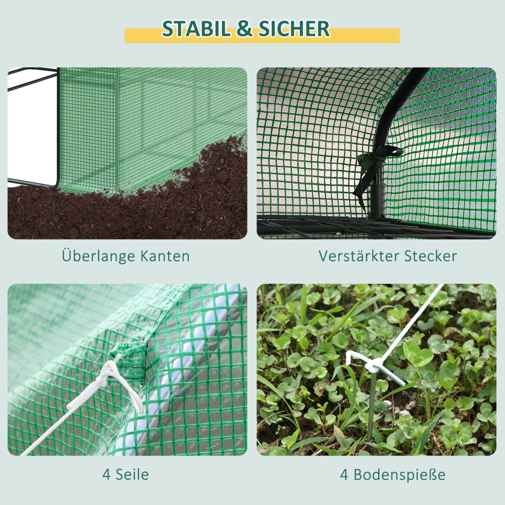 Serra da giardino con 8 ripiani ¨C Xylo ¨C verde acciaio plastica PE 244x180x210 cm