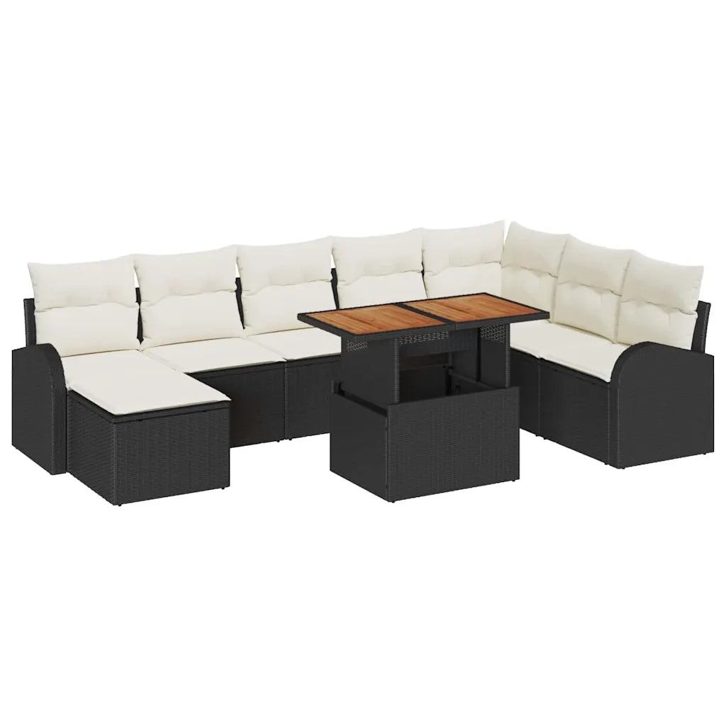 Set Divano da Giardino con archiviazione 9 pcs Nero Poly Rattan 3358357