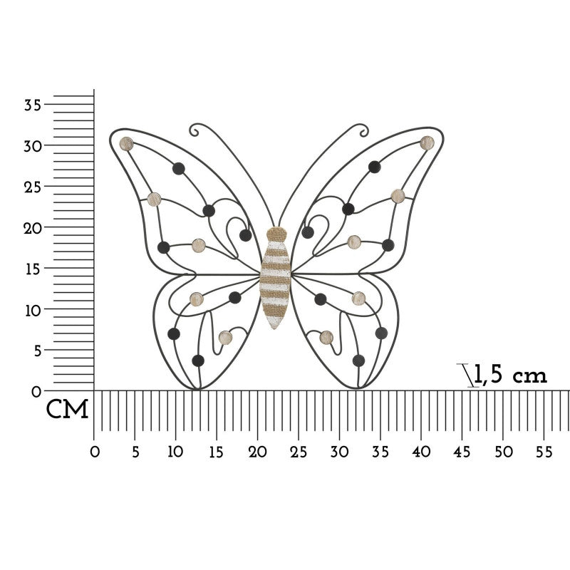 Pannello In Ferro E Legno Butterfly cm 39,5x1,5x33,5 Min 2