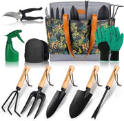 Set di attrezzature per giardinaggio - Manicure per giardino - Manutenzione giardino - Acciaio inossidabile - 10 pezzi - Nero