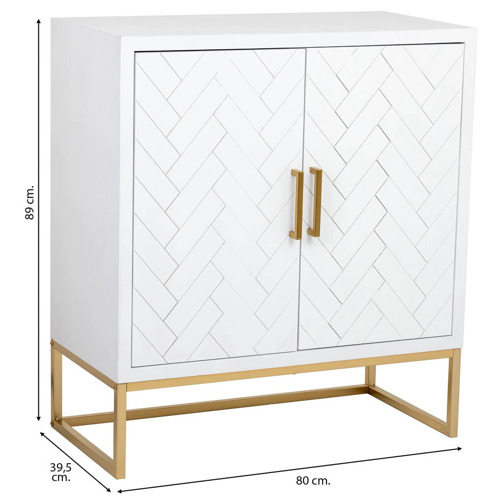 Credenza con 1 cassetto e 2 ante in legno e metallo 80x39,5x89h cm