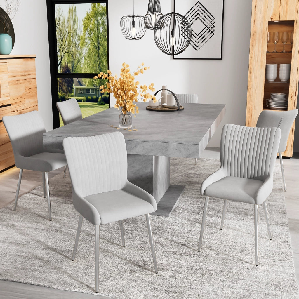 Set di 2 sedie da pranzo in velluto con gambe in metallo per soggiorno grigio