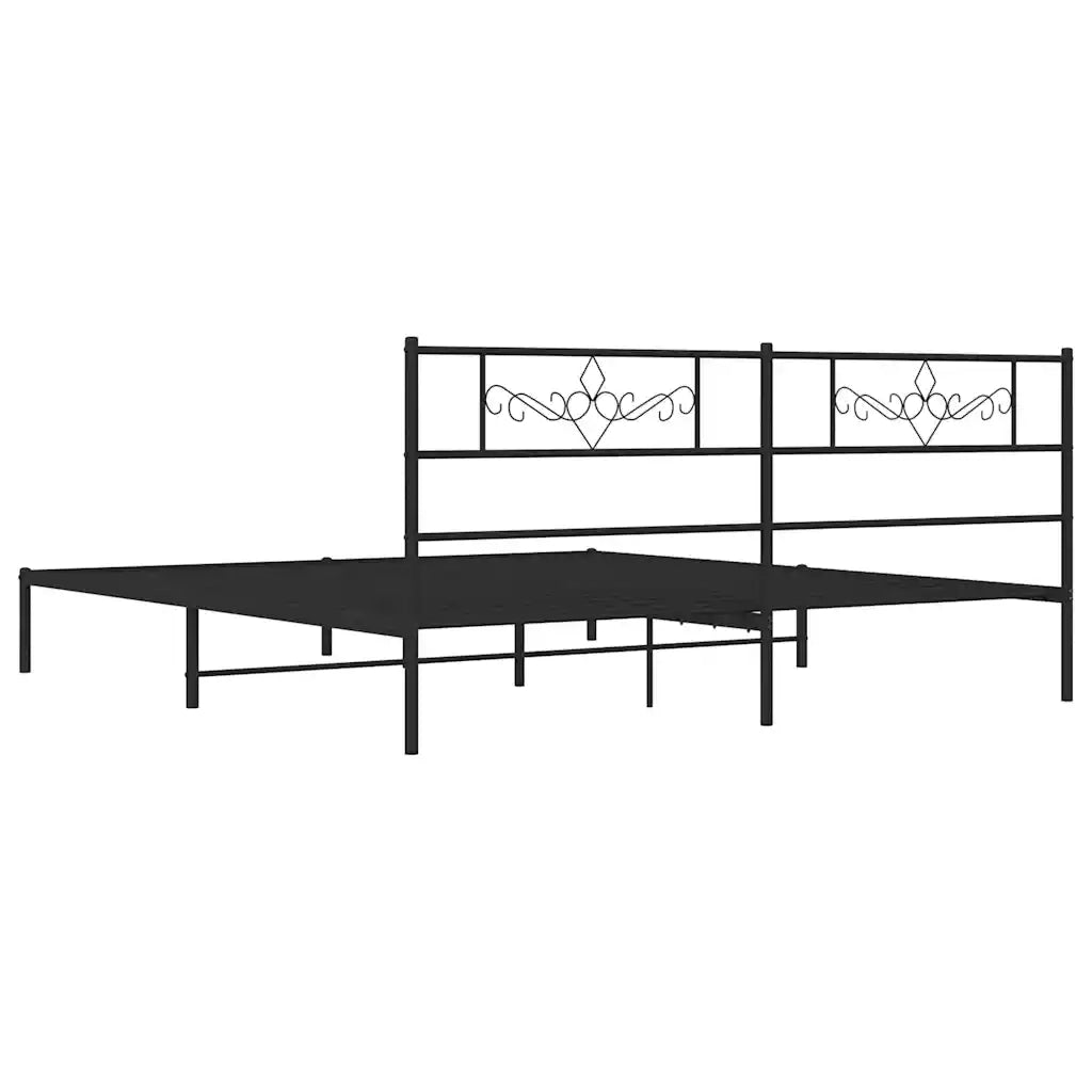 Giroletto con Testiera-Struttura Letto con testiera in Metallo Nero 193x203 cm 344913