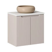 Insieme VANO cachemire e bianco 60cm: mobile sotto lavabo con armadietti + piano per lavabo + lavabo da appoggio marrone cappuccino