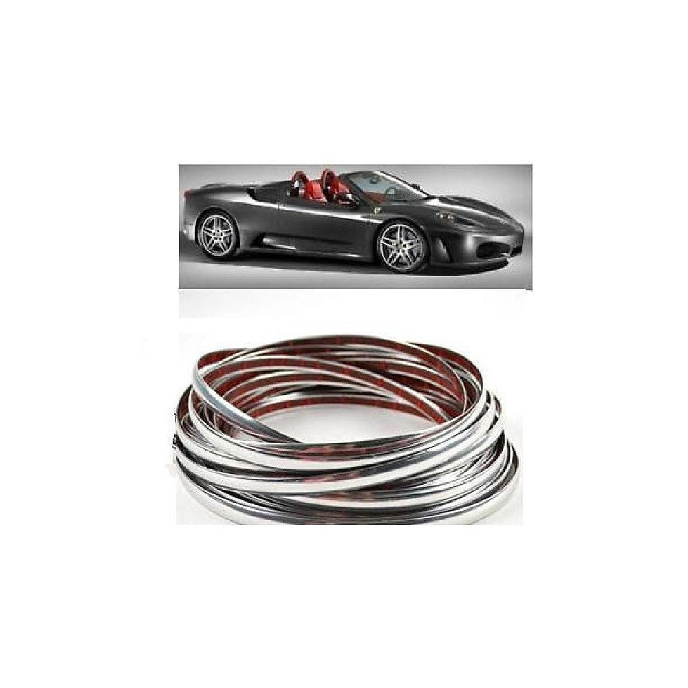Trade Shop - Profilo Cromato Fascia Adesiva Adesivo Auto Camper 15 Metri 15 Mm Impermeabile -