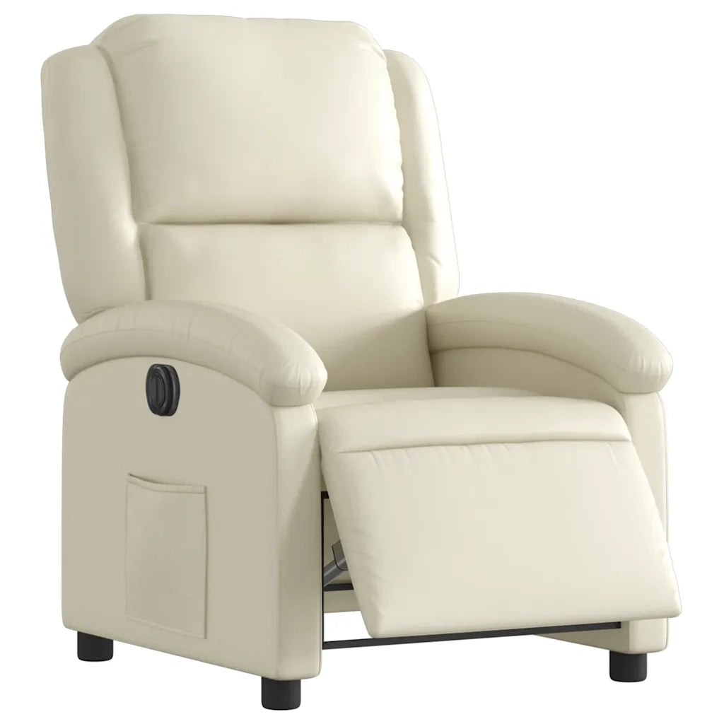 Poltrona | Sedia Relax Reclinabile Elettrica Crema in Similpelle