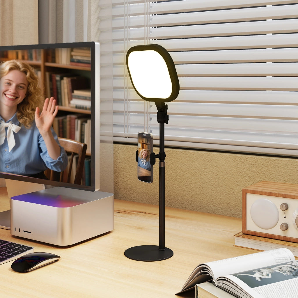 Lampada da Scrivania LED con 5 Colori di Luce e Supporto per Telefono Nero