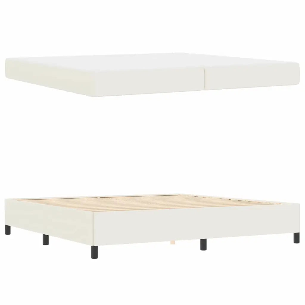 Struttura del letto con materasso Crema 200 x 200 cm Tessuto