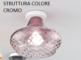 PLAFONIERA CROMO VETRO PICCOLO RUBINO 1191CR-PL1-RU