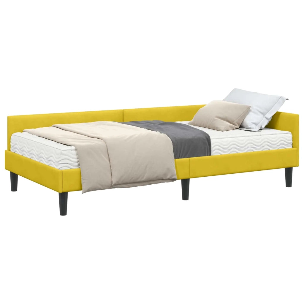 Struttura Letto Angolare con Materasso 2 pz-Giroletto con materasso Giallo Velluto 781718