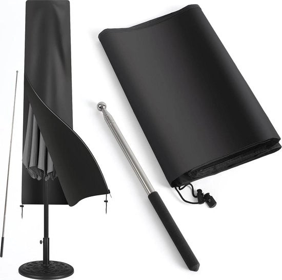 Copri Parasole Acquaparanti 420D Tessuto Oxford - Stelo Stagnodi Vento - Copri Parasole - Nero - 265cm x 48/70 cm