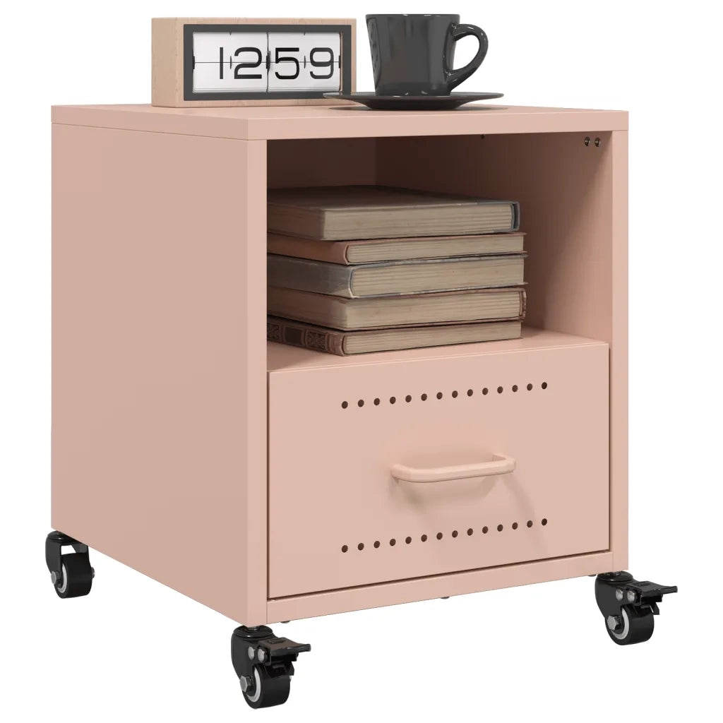 Comodini 2 pz-Set di 2 Tavolino da notte Rosa 36x39x43,5 cm in Acciaio 330854