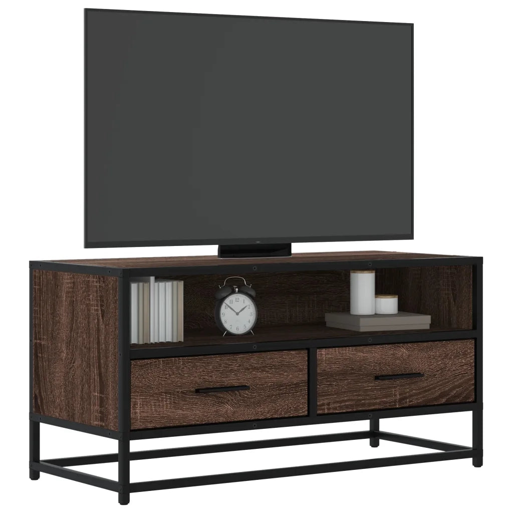 Mobile TV-Credenza per TV-Console TV Rovere Marrone 80x34,5x40cm Legno Multistrato Metallo 719541
