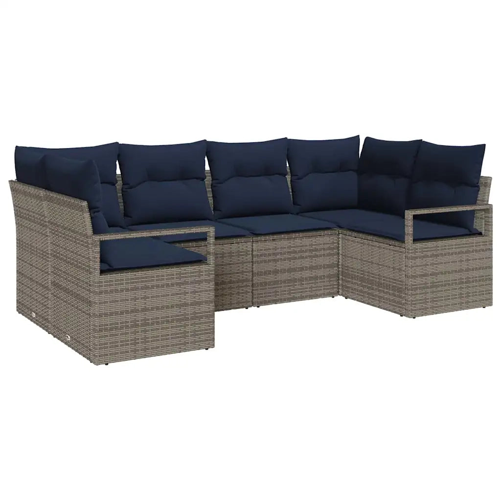 Set di divani con cuscino 6 pcs Grigio Rattan in Polipropilene 3346525