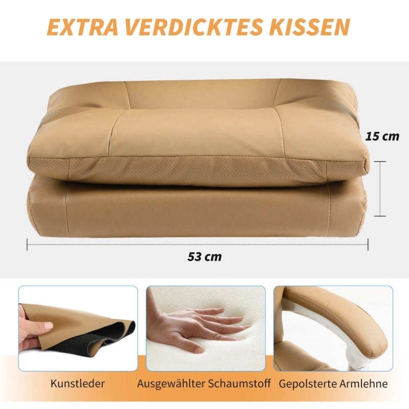 Sedia da ufficio ergonomica con Schienale reclinabile 135° e Poggiapiedi estraibile, in Similpelle Marrone