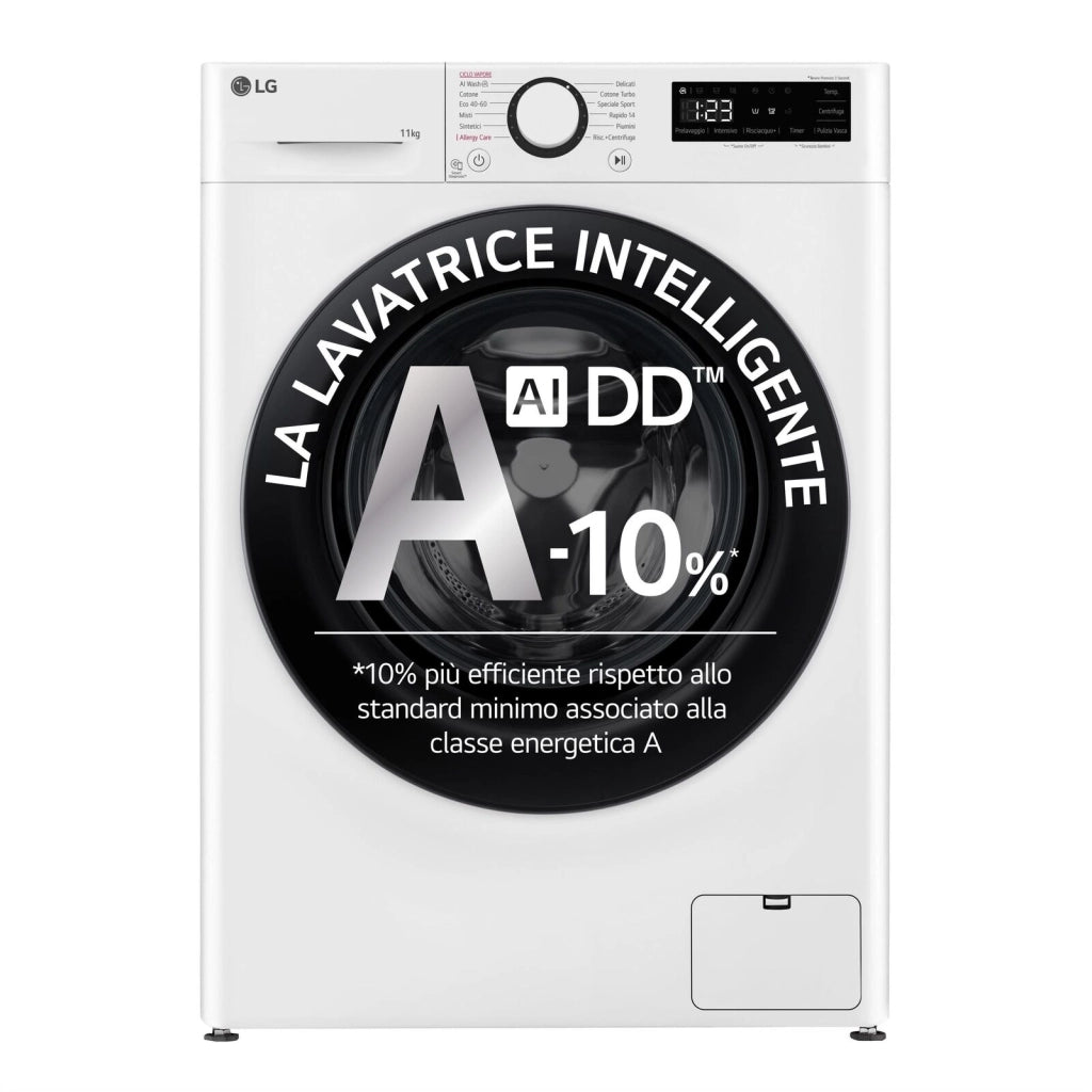 LG F4R3011NSWB Serie R3 Lavatrice Frontale 11 Kg 1400 rpm Classe A AI DD Vapore Allergy Care (85x60x56.5 cm) colore Bianco
