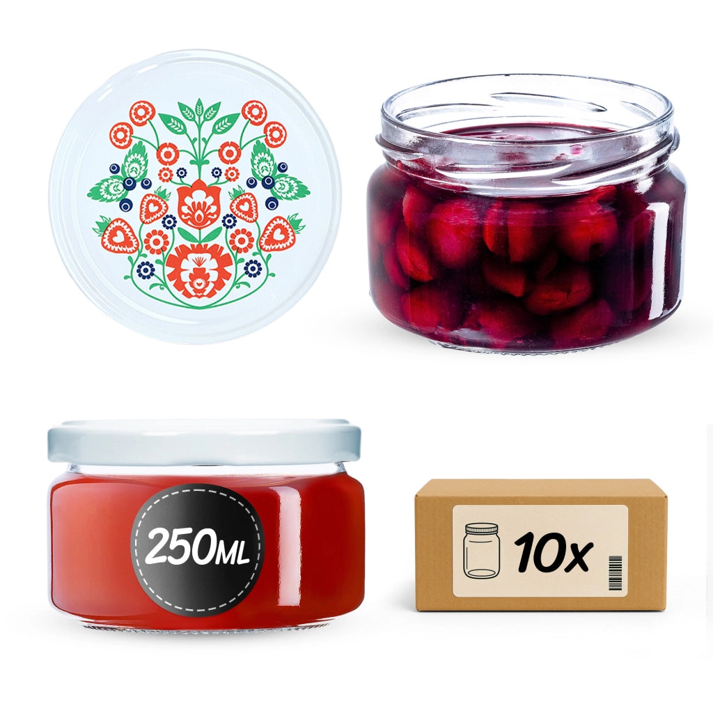 KADAX Barattoli per conserve Denia 250ml 10pz 82mm + coperchio "Folklore"