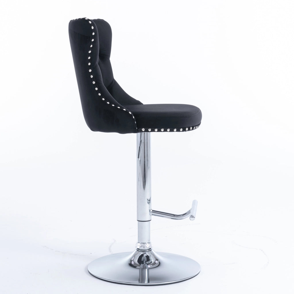 Sgabelli da bar girevoli in velluto con altezza della seduta regolabile da 63,5 a 84 cm, base cromata, schienale imbottito e confortevole, ideali per
