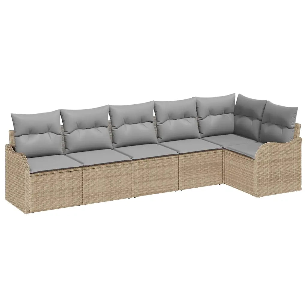 Set Divano da Giardino 6 pcs Beige polyrattan