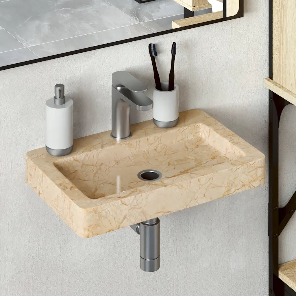 Lavello a Parete Crema 38x24x6,5 cm in Marmo 149186