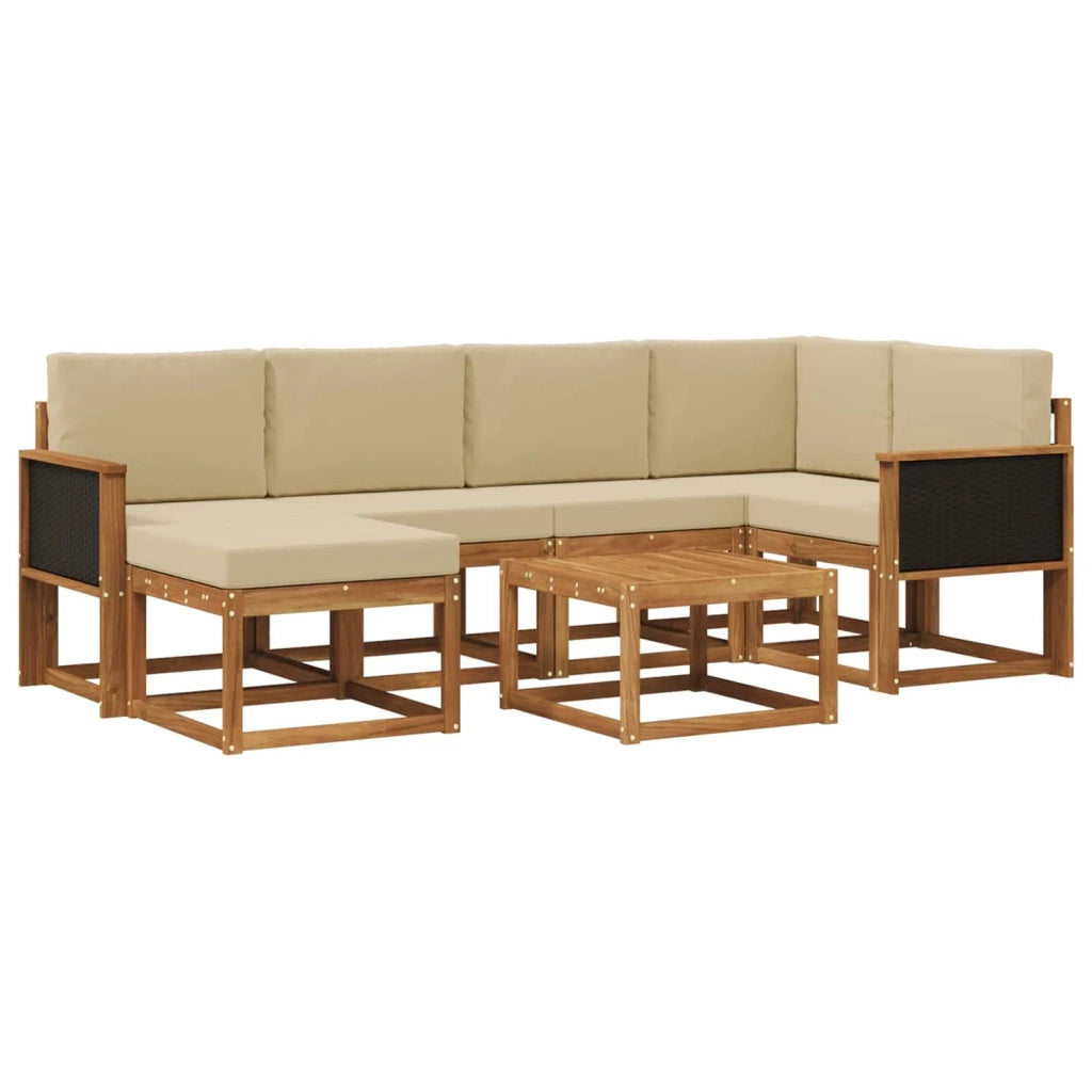 Set di divani da esterno 7 pz Naturale e Beige 3385364