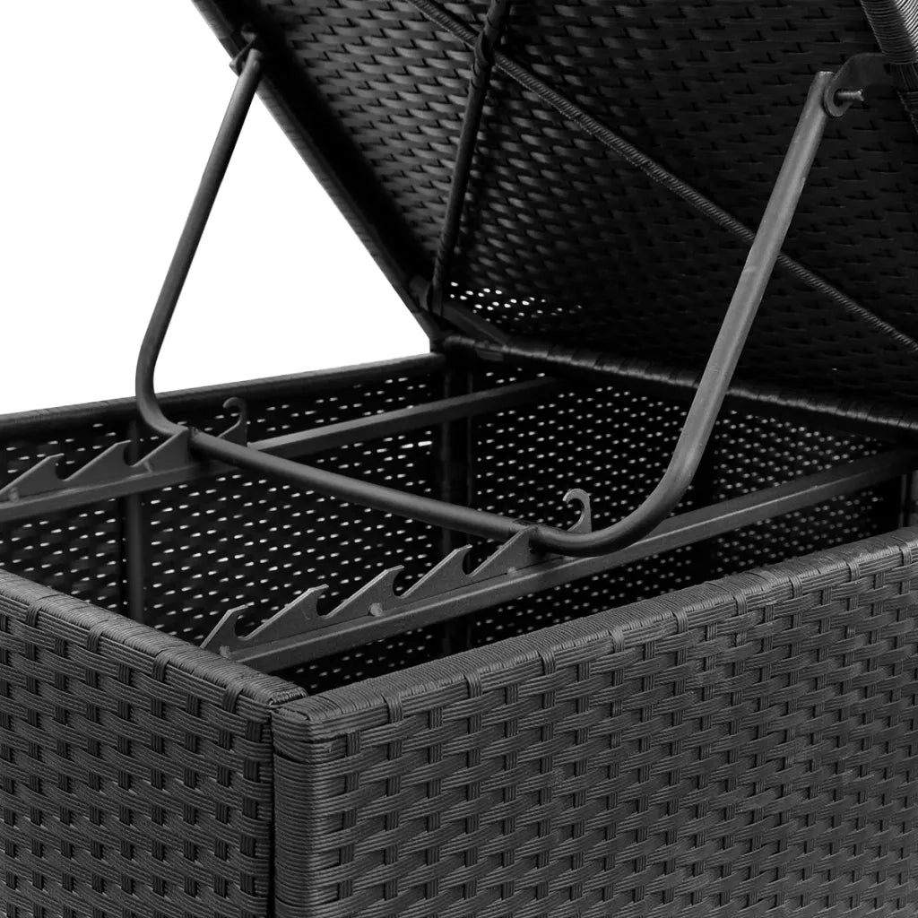 Lettino Prendisole con Cuscino in Polyrattan Nero 44406