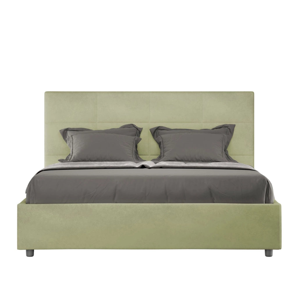 ityhome Letto matrimoniale king size con rete imbottito 170x190 microfibra tè verde Mika