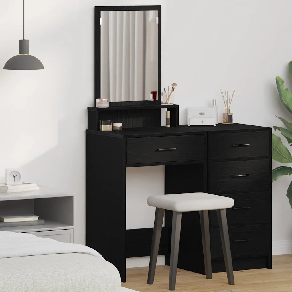 Toeletta | Tavolo da Trucco Rovere Nero 50 x 41 x 140 cm Legno multistrato