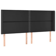 Testiera | Testata ad Orecchio Nera 203x16x118/128 cm in Similpelle